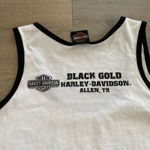 Harley Davidson Rhinestone Bling Eagle Tank Top Black & White - Picture 6 of 7